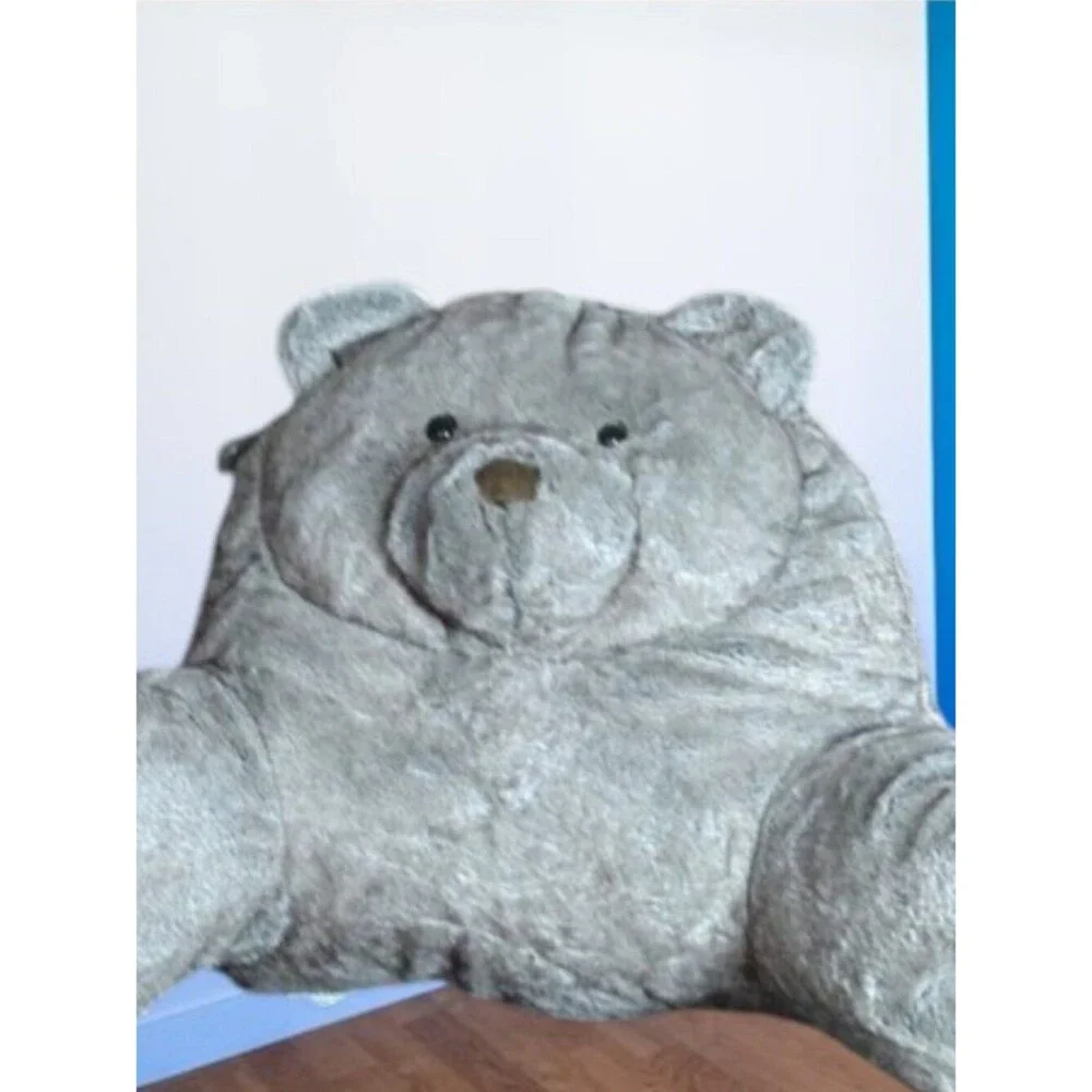Large Plush Gray/Tan Brown Bear Floor TV Pillow Super Soft
